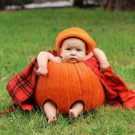 Baby in orange pumpkin - PayReel